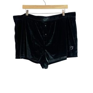 Victoria’s Secret Pink Black Velvet Rhinestone Logo Pajama Shorts Sleepwear XXL